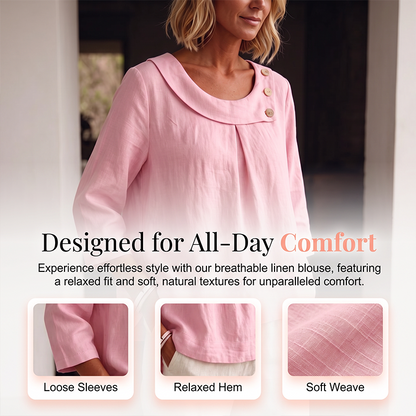 Nouveauté ✨🌸 Top respirant en coton et lin avec boutons décoratifs