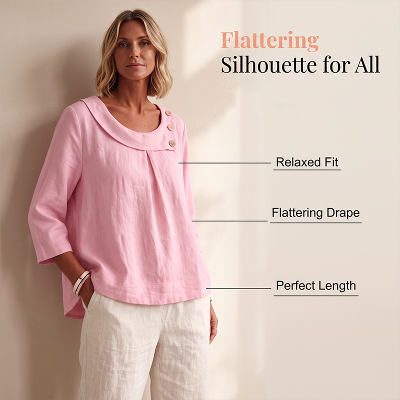 Nouveauté ✨🌸 Top respirant en coton et lin avec boutons décoratifs