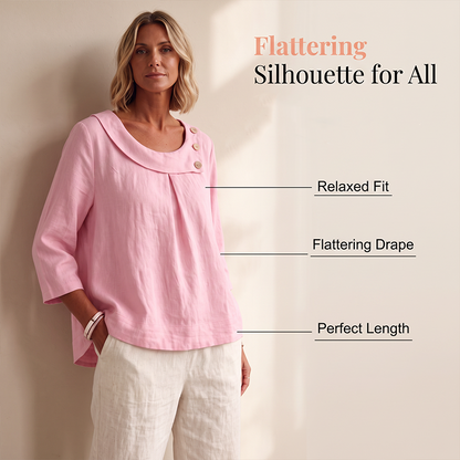 Nouveauté ✨🌸 Top respirant en coton et lin avec boutons décoratifs