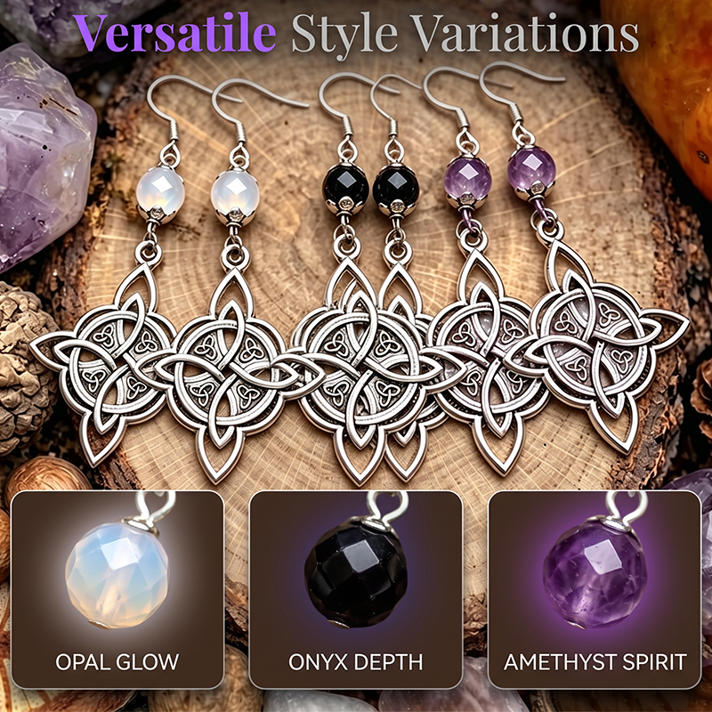 Boucles d'oreilles pendantes vintage avec motif de nœud celtique