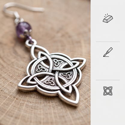 Boucles d'oreilles pendantes vintage avec motif de nœud celtique