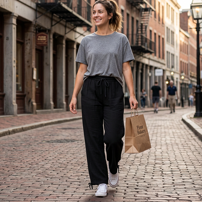 Pantalon décontracté à taille haute et jambes larges pour femme