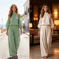 🎉 OFFRE LIMITÉE -50% ! 🌸 Ensemble Haut Halter Épaules Dénudées & Pantalon Large pour Femme – Élégance Boho & Respirabilité Lin ✨