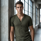 🎉 OFFRE LIMITÉE -50% ! 👕 T-Shirt Respirant – Col V Henley Classique & Tissu Polyester Premium 💪