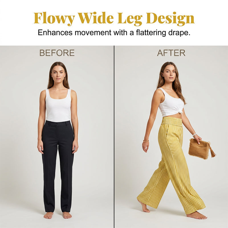 Pantalon pour femme à taille froncée et motif vichy rayé
