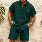 📢📢50% DE RÉDUCTION !! ⏰Ensemble Chemise & Short en Maille Gaufre à Manches Courtes pour Homme