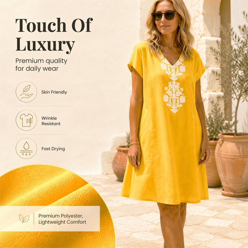 Robe décontractée à imprimé et col en V pour femme