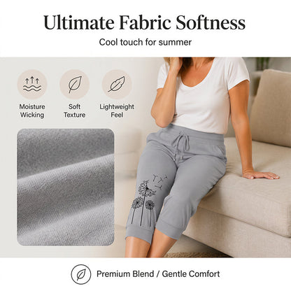 Pantalon court taille haute à cordon de serrage pour femme