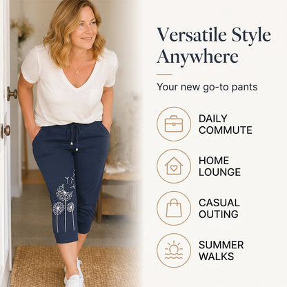 Pantalon court taille haute à cordon de serrage pour femme