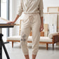 Pantalon court taille haute à cordon de serrage pour femme