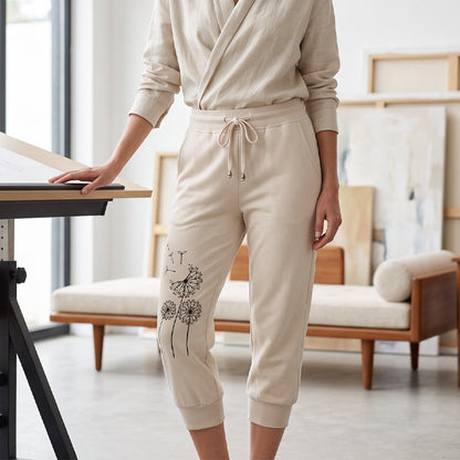 Pantalon court taille haute à cordon de serrage pour femme