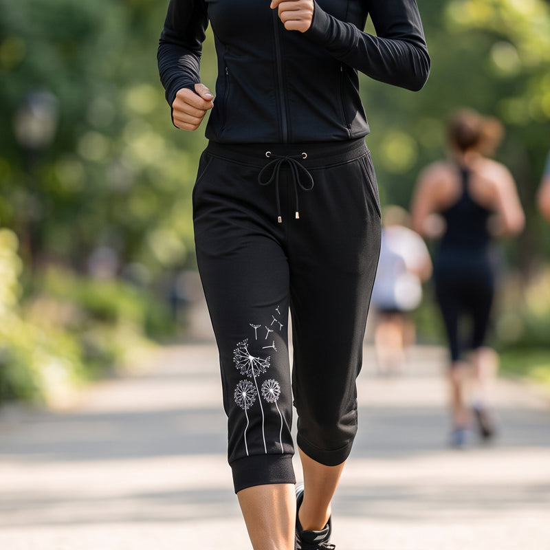 Pantalon court taille haute à cordon de serrage pour femme