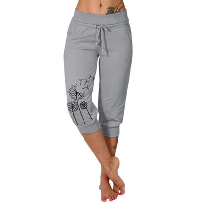 Pantalon court taille haute à cordon de serrage pour femme