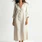 Robe chemise longue ample en coton et lin pour femme