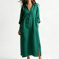 Robe chemise longue ample en coton et lin pour femme