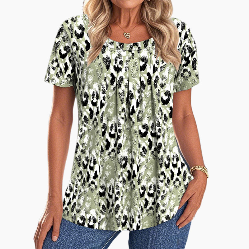 💥【OFFRE LIMITÉE -50%】🔥Top imprimé à col rond oversize | Coupe décontractée | Infrissable et respirant | Motif artistique unique | Vert/Violet/Bleu, tailles S à 3XL