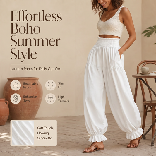 ⌛ Offre à durée limitée – Pantalon décontracté pour femme à bas volanté et coupe « lanterne »