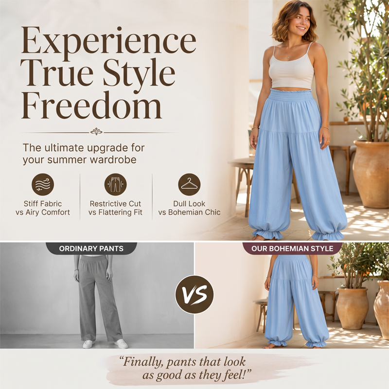 ⌛ Offre à durée limitée – Pantalon décontracté pour femme à bas volanté et coupe « lanterne »