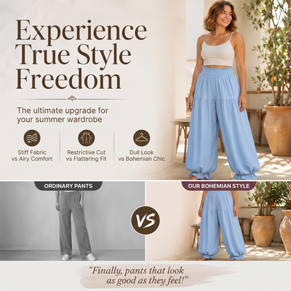 ⌛ Offre à durée limitée – Pantalon décontracté pour femme à bas volanté et coupe « lanterne »