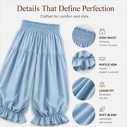 ⌛ Offre à durée limitée – Pantalon décontracté pour femme à bas volanté et coupe « lanterne »
