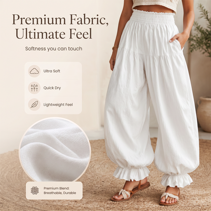 ⌛ Offre à durée limitée – Pantalon décontracté pour femme à bas volanté et coupe « lanterne »