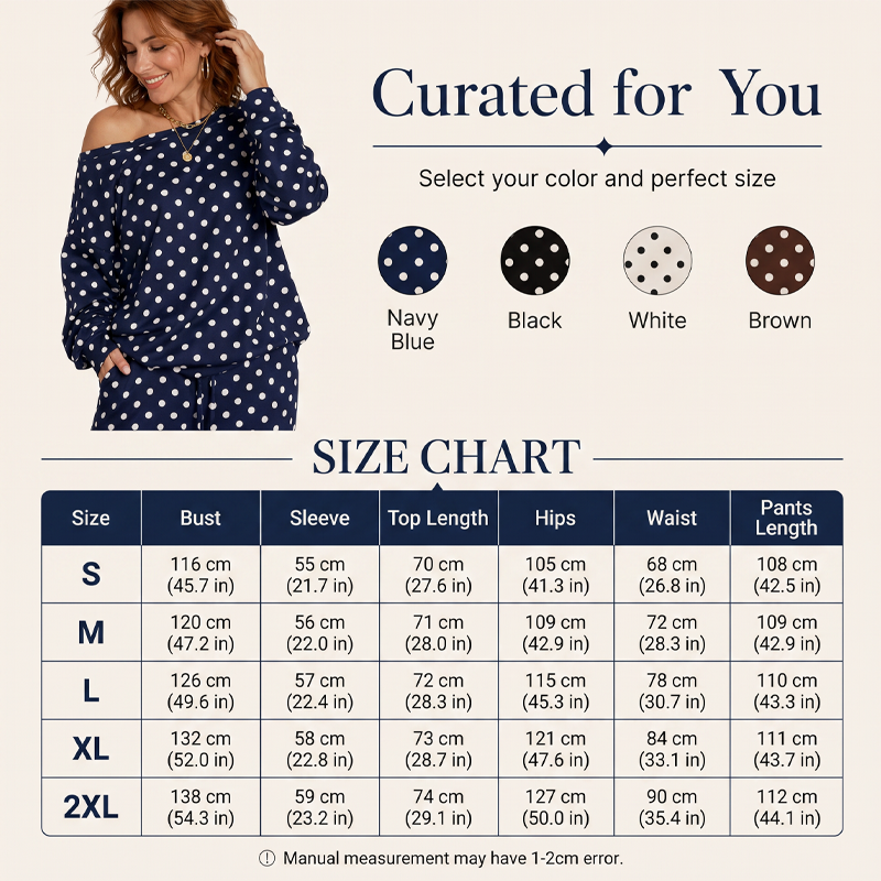 🔥Offre à durée limitée - Ensemble 2 pièces à pois épaules dénudées pour femme