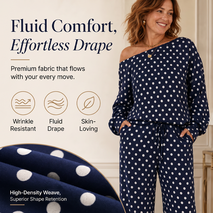 🔥Offre à durée limitée - Ensemble 2 pièces à pois épaules dénudées pour femme