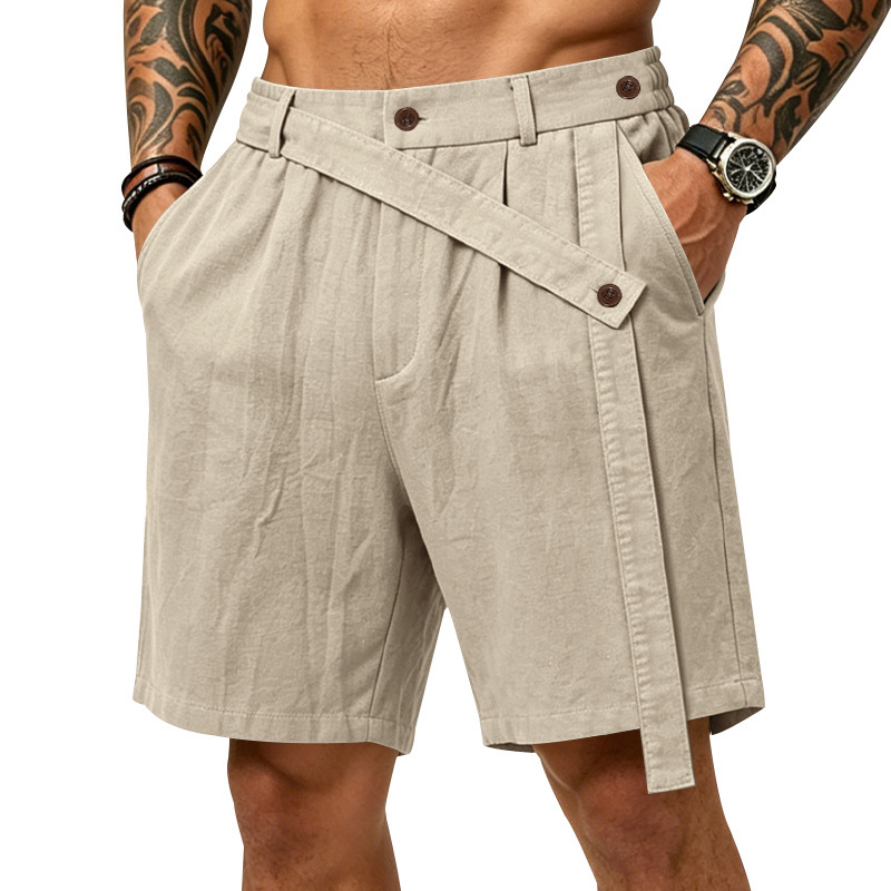 Short d'été en lin pour homme, coupe ample et décontractée, idéal pour la plage