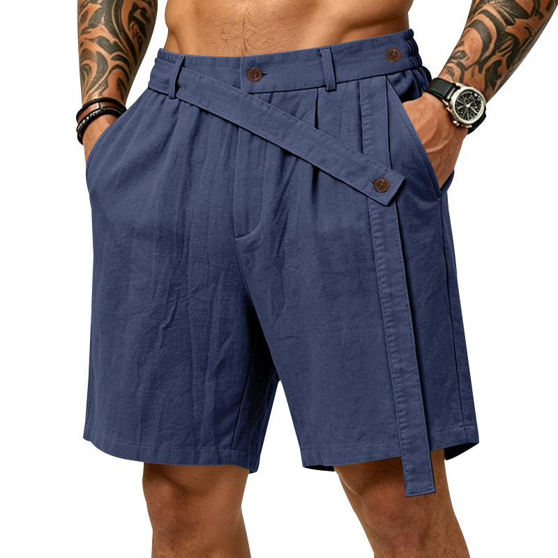 Short d'été en lin pour homme, coupe ample et décontractée, idéal pour la plage