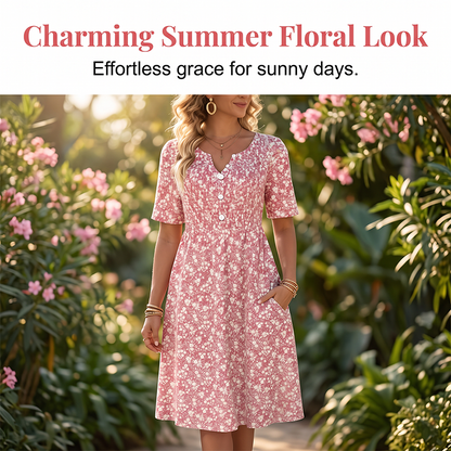 🌸 50% DE RÉDUCTION ! 👗 Robe Imprimée Décontractée à Col V avec Poches pour Femme – Tissu Premium Doux, Imprimé Floral Charmant & Poches Latérales – Idéale pour le Quotidien et Toutes les Saisons ✨