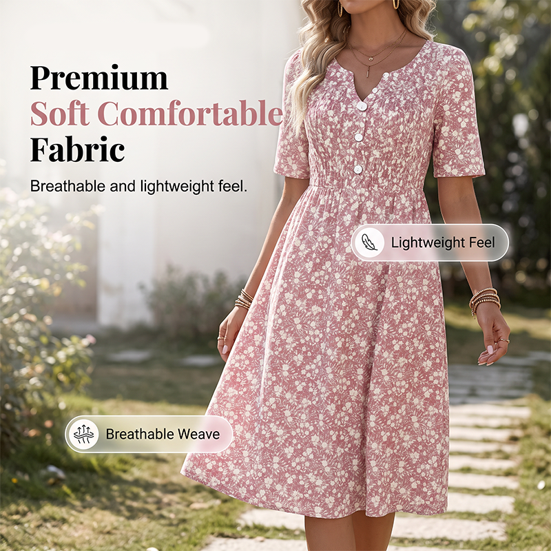 🌸 50% DE RÉDUCTION ! 👗 Robe Imprimée Décontractée à Col V avec Poches pour Femme – Tissu Premium Doux, Imprimé Floral Charmant & Poches Latérales – Idéale pour le Quotidien et Toutes les Saisons ✨