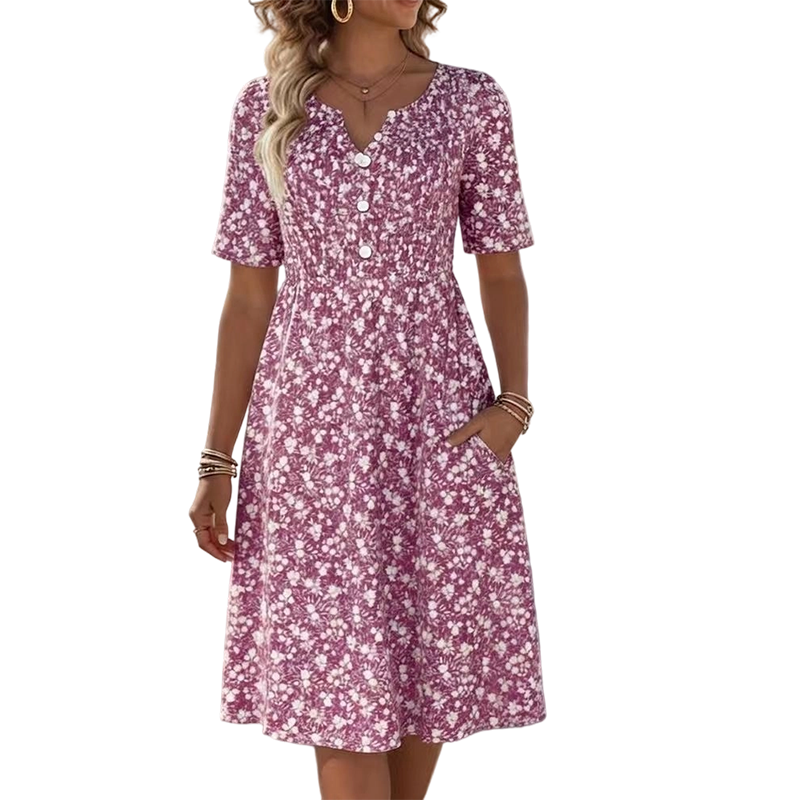🌸 50% DE RÉDUCTION ! 👗 Robe Imprimée Décontractée à Col V avec Poches pour Femme – Tissu Premium Doux, Imprimé Floral Charmant & Poches Latérales – Idéale pour le Quotidien et Toutes les Saisons ✨