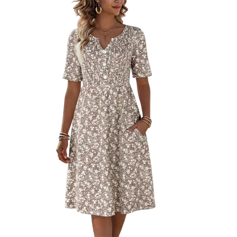 🌸 50% DE RÉDUCTION ! 👗 Robe Imprimée Décontractée à Col V avec Poches pour Femme – Tissu Premium Doux, Imprimé Floral Charmant & Poches Latérales – Idéale pour le Quotidien et Toutes les Saisons ✨