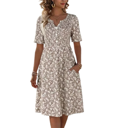 🌸 50% DE RÉDUCTION ! 👗 Robe Imprimée Décontractée à Col V avec Poches pour Femme – Tissu Premium Doux, Imprimé Floral Charmant & Poches Latérales – Idéale pour le Quotidien et Toutes les Saisons ✨