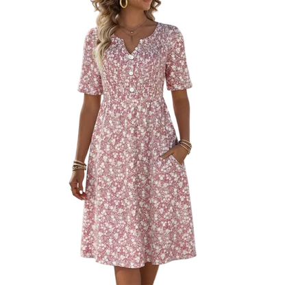 🌸 50% DE RÉDUCTION ! 👗 Robe Imprimée Décontractée à Col V avec Poches pour Femme – Tissu Premium Doux, Imprimé Floral Charmant & Poches Latérales – Idéale pour le Quotidien et Toutes les Saisons ✨