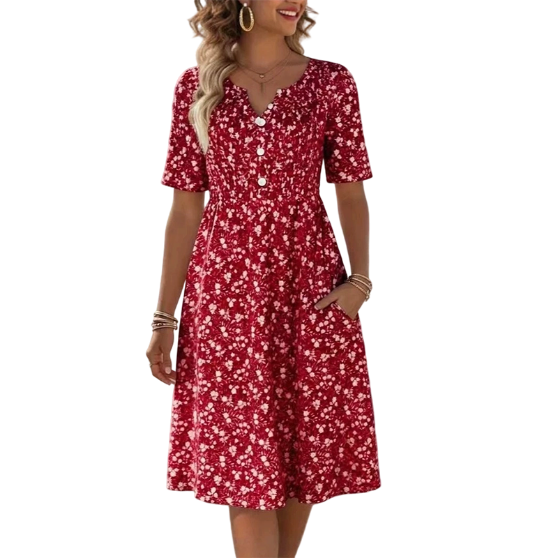 🌸 50% DE RÉDUCTION ! 👗 Robe Imprimée Décontractée à Col V avec Poches pour Femme – Tissu Premium Doux, Imprimé Floral Charmant & Poches Latérales – Idéale pour le Quotidien et Toutes les Saisons ✨