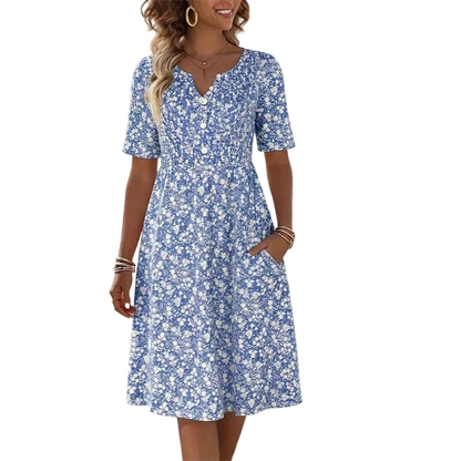 🌸 50% DE RÉDUCTION ! 👗 Robe Imprimée Décontractée à Col V avec Poches pour Femme – Tissu Premium Doux, Imprimé Floral Charmant & Poches Latérales – Idéale pour le Quotidien et Toutes les Saisons ✨
