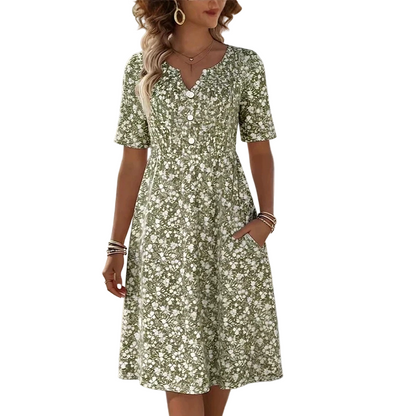 🌸 50% DE RÉDUCTION ! 👗 Robe Imprimée Décontractée à Col V avec Poches pour Femme – Tissu Premium Doux, Imprimé Floral Charmant & Poches Latérales – Idéale pour le Quotidien et Toutes les Saisons ✨