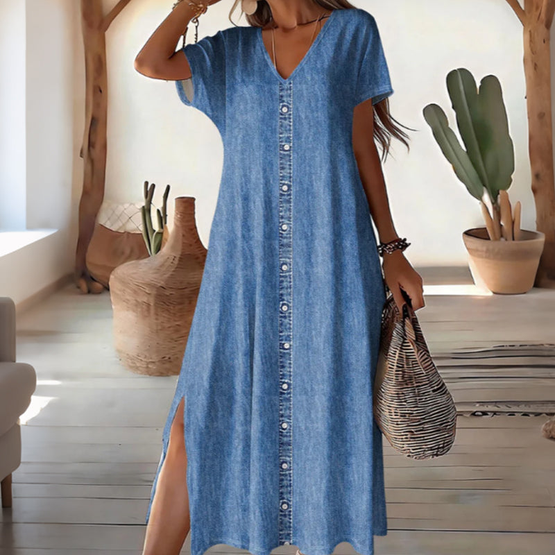 🌸Robe d'été décontractée à boutons pour femme – Un style naturel et un confort au quotidien 💐