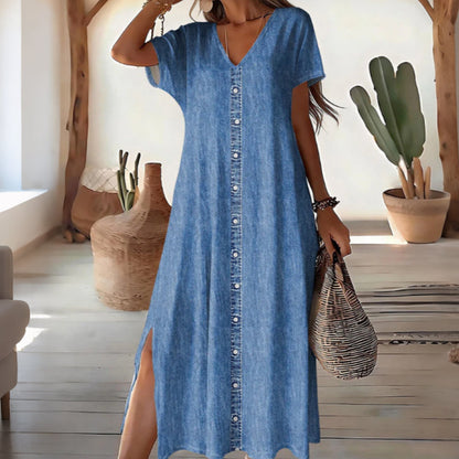 🌸Robe d'été décontractée à boutons pour femme – Un style naturel et un confort au quotidien 💐