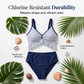 Maillot de Bain Deux Pièces Taille Haute à Volants pour Femme