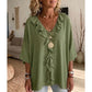 Blouse décontractée à col en V avec bordure à volants pour femme
