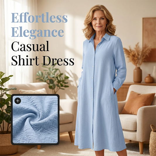 Robe-chemise décontractée à manches longues pour femme