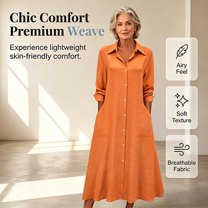 Robe-chemise décontractée à manches longues pour femme
