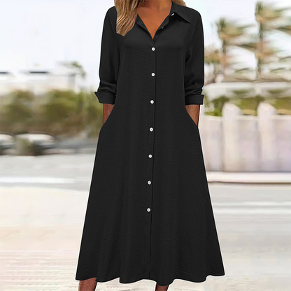 Robe-chemise décontractée à manches longues pour femme