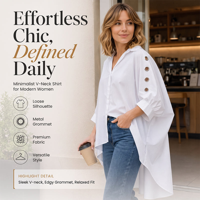 ⌛Offre à durée limitée – Chemise oversize asymétrique pour femme avec détails ajourés