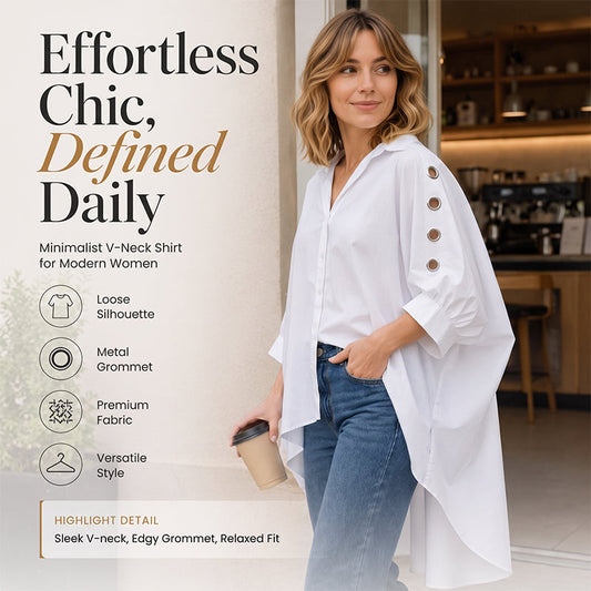 ⌛Offre à durée limitée – Chemise oversize asymétrique pour femme avec détails ajourés