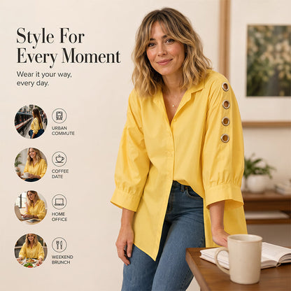 ⌛Offre à durée limitée – Chemise oversize asymétrique pour femme avec détails ajourés