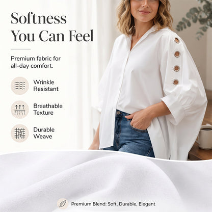 ⌛Offre à durée limitée – Chemise oversize asymétrique pour femme avec détails ajourés