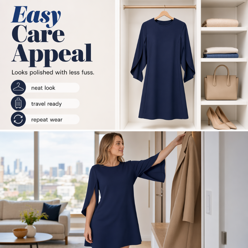 Robe élégante à col rond unie pour femme